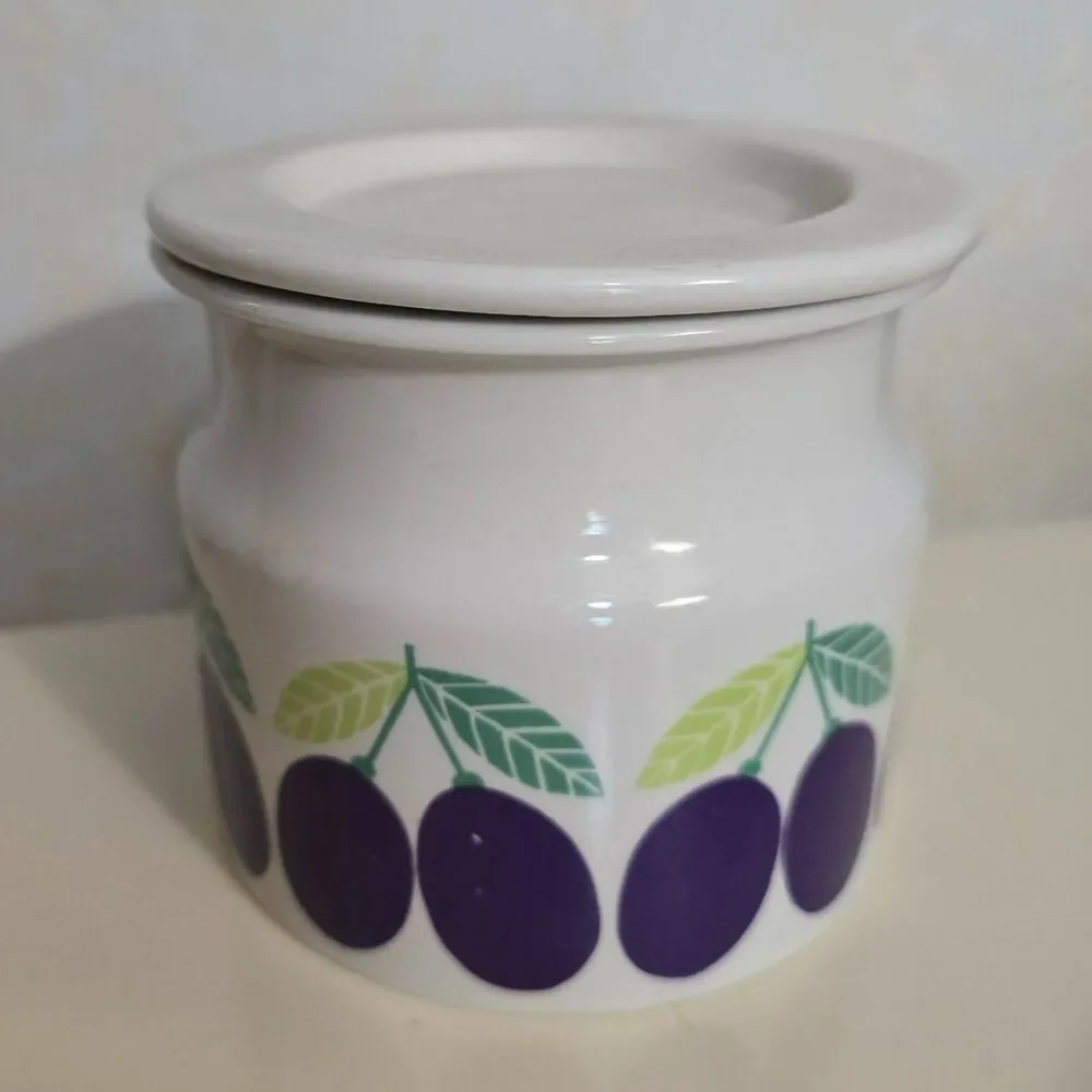 Vintage Pomona Arabia Finland Lidded Plum Jam Jar
